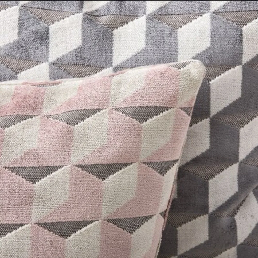 West Elm Alternating Geo Jacquard Velvet Cushion Cover 20 x 20 Stone Pink